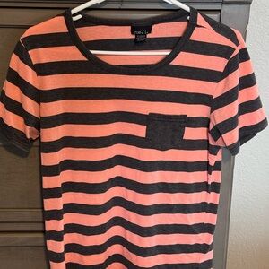 Rue21 Coral and Black Striped Tee